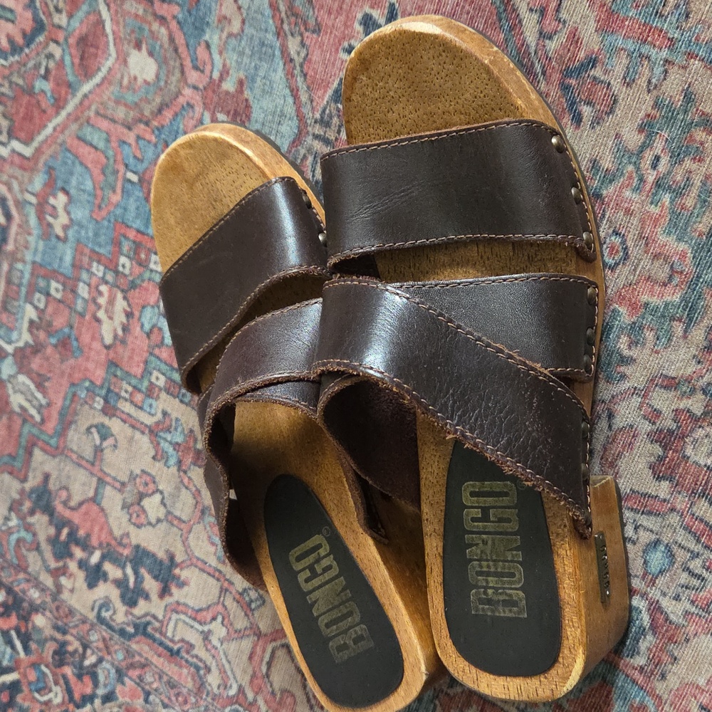 Y2K BONGO Wooden Leather Sandals Womens 7.5